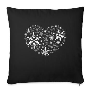 Schneeball Herz - Sofakissenbezug 45 x 45 cm - Schwarz - Vorne