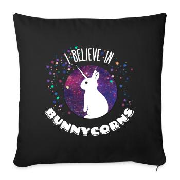 i believe in bunnycorns unicorns bunnies rabbit - Sofa pillowcase 17,3'' x 17,3'' (45 x 45 cm) - black - Front