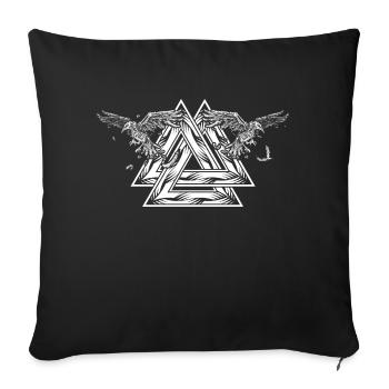 Valknut - Hugin & Munin - Sofakissenbezug 45 x 45 cm - Schwarz - Vorne