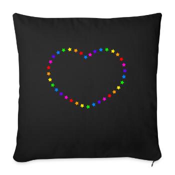 Regenbogen Herz - Sofakissenbezug 45 x 45 cm - Schwarz - Vorne