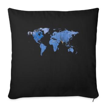 map of the world world map - Sofa pillowcase 17,3'' x 17,3'' (45 x 45 cm) - black - Front