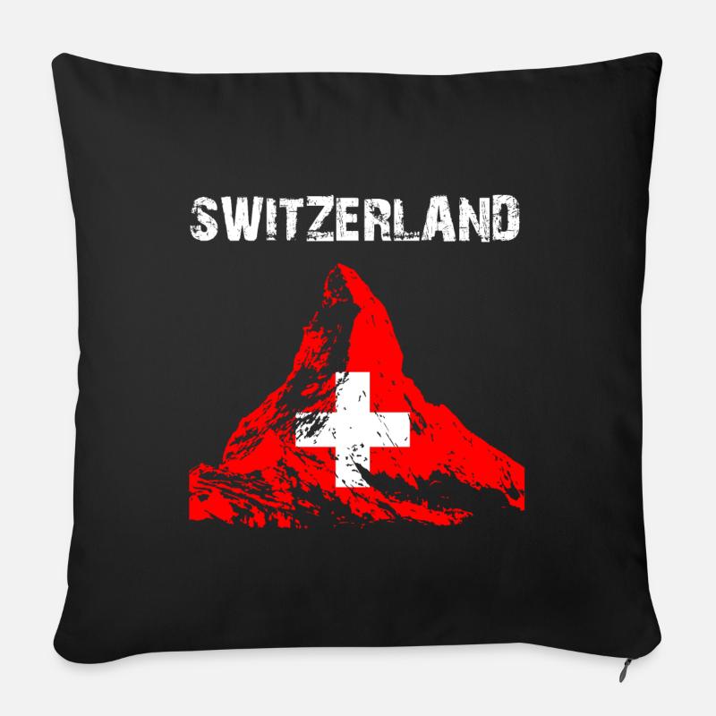 Nation-Design Suisse Cervin 85ni - Housse de coussin décorative 45 x 45 cm - noir