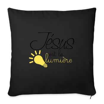 Jésus la lumière - Housse de coussin décorative 45 x 45 cm - noir - Devant