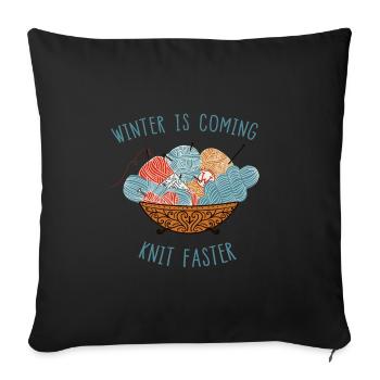 Temps pour le tricotage - Housse de coussin décorative 45 x 45 cm - noir - Devant