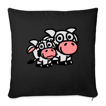 cow_family_dad_and_girl_3c - Sofa pillowcase 17,3'' x 17,3'' (45 x 45 cm) - black - Front