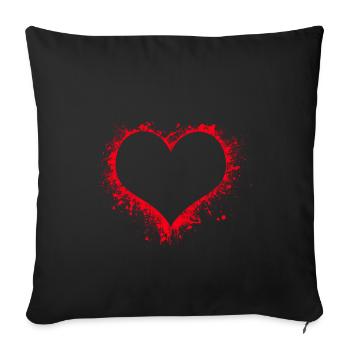 RedLove Coeur Rouge Coeur Sang Sang - Housse de coussin décorative 45 x 45 cm - noir - Devant