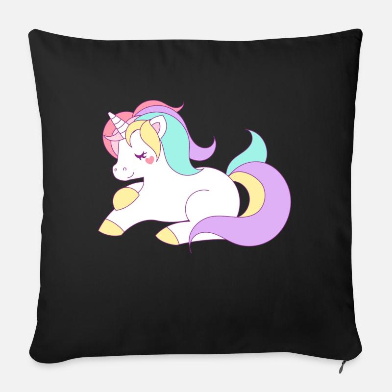 Einhorn Comic - Sofakissenbezug 45 x 45 cm - Schwarz