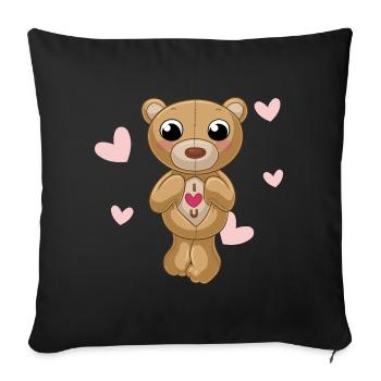 Cute cartoon teddy bear - Sofa pillowcase 17,3'' x 17,3'' (45 x 45 cm) - black - Front