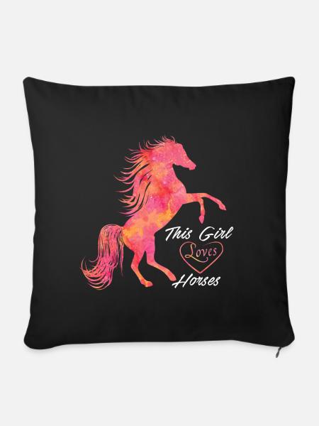 Pferde Shirt für Mädchen Frauen schöner Spruch - Sofakissenbezug 45 x 45 cm - Schwarz