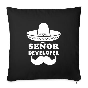 Développeur Señor | Blagues sur le nerd et le programmeur - Housse de coussin décorative 45 x 45 cm - noir - Devant