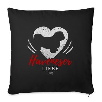 Havaneser Liebe mit Herz - Sofakissenbezug 45 x 45 cm - Schwarz - Vorne