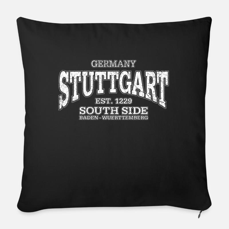 Stuttgart (à l'ancienne blanc) - Housse de coussin décorative 45 x 45 cm - noir