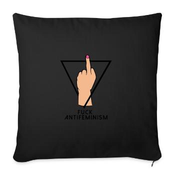 Middle finger feminist - Sofa pillowcase 17,3'' x 17,3'' (45 x 45 cm) - black - Front