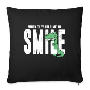 Dino dinosaur smile laugh teeth gift - Sofa pillowcase 17,3'' x 17,3'' (45 x 45 cm) - black - Front