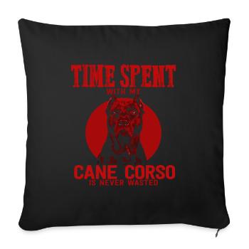 Cane Corso dog chiot chien race idée cadeau - Housse de coussin décorative 45 x 45 cm - noir - Devant