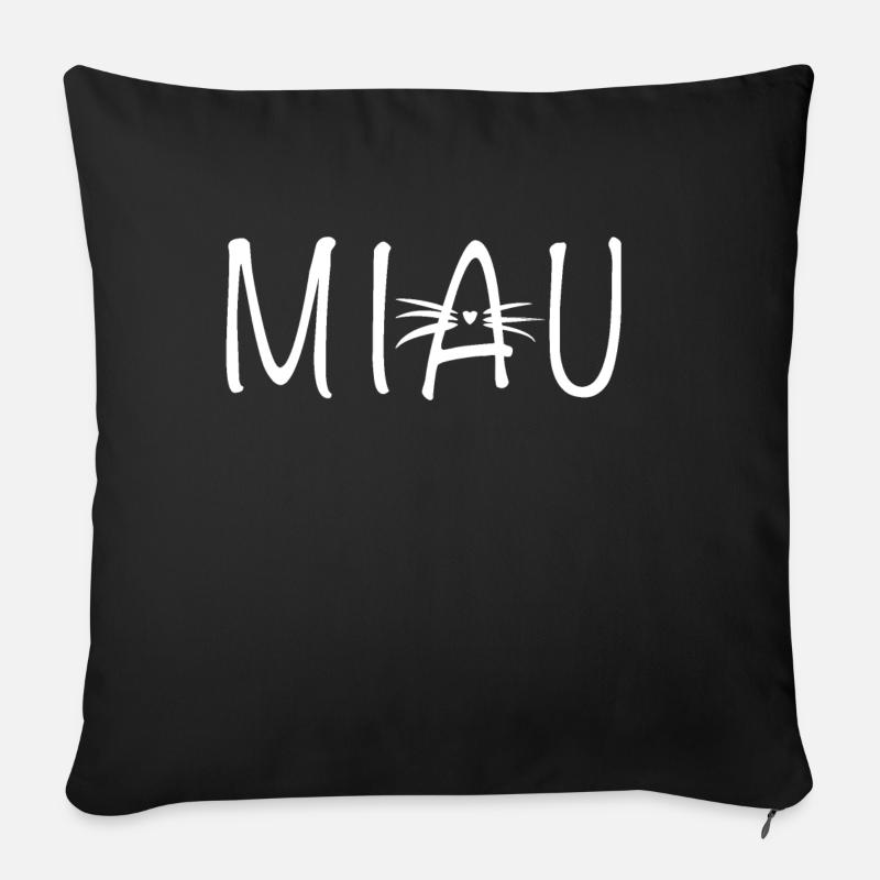Katze Miau Geschenk Tierfreund - Sofakissenbezug 45 x 45 cm - Schwarz