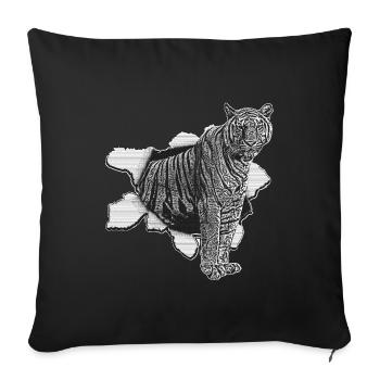 Tiger Tiger Tiger Zoo Tier 3D Effekt - Sofakissenbezug 45 x 45 cm - Schwarz - Vorne