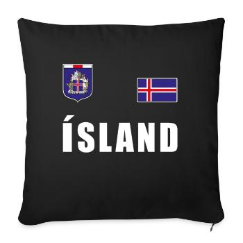Island Fussball T-Shirt Trikot Fanshirt Fans - Sofakissenbezug 45 x 45 cm - Schwarz - Vorne