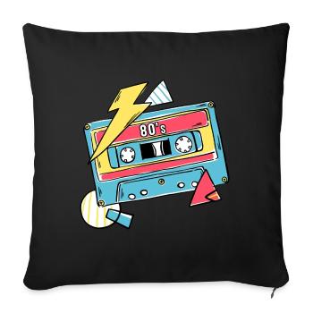Cassette Music 80s Gift Pop Style Gift Idea - Sofa pillowcase 17,3'' x 17,3'' (45 x 45 cm) - black - Front