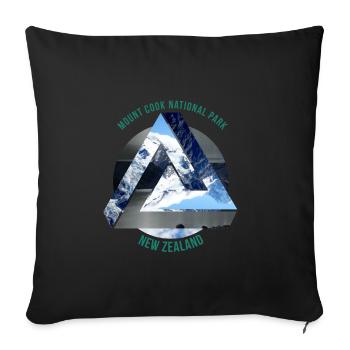 Mount Cook Neuseeland Wanderlust Geschenkidee - Sofakissenbezug 45 x 45 cm - Schwarz - Vorne
