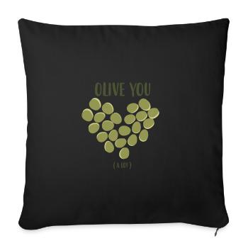 Olive Herz Liebe Pflanze Geschenkidee Olivenbaum - Sofakissenbezug 45 x 45 cm - Schwarz - Vorne