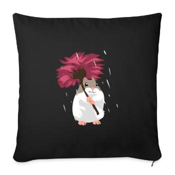 Hamster dandelion gift - Sofa pillowcase 17,3'' x 17,3'' (45 x 45 cm) - black - Front