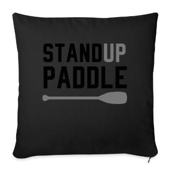 Stand up pagayer surf canot d'aviron - Housse de coussin décorative 45 x 45 cm - noir - Devant