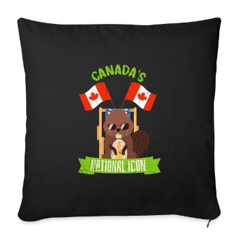 Kanada Wahrzeichen Ahorn swag Geschenk Biber Bier - Sofakissenbezug 45 x 45 cm - Schwarz - Vorne