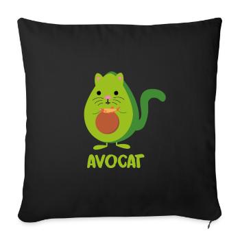 Avocado Katze Kätzchen Fisch gesund Geschenkidee - Sofakissenbezug 45 x 45 cm - Schwarz - Vorne