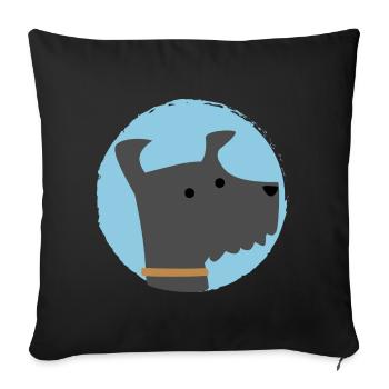 Doux chien - amoureux des chiens - Housse de coussin décorative 45 x 45 cm - noir - Devant