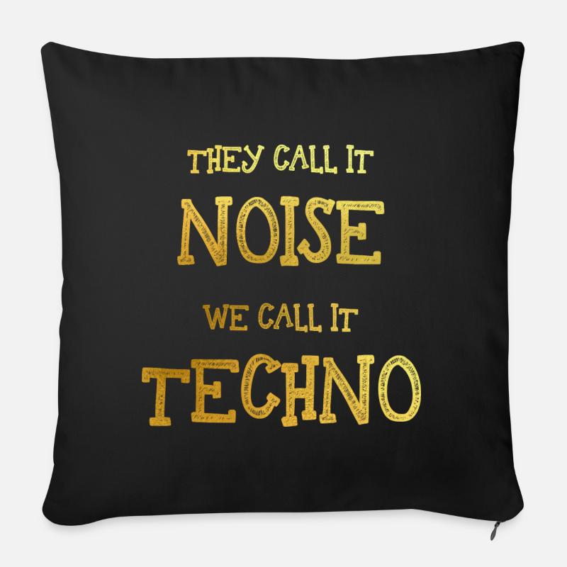 Techno Music Minimal Electro Drôle Cadeau - Housse de coussin décorative 45 x 45 cm - noir