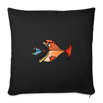 Two piranhas - Sofa pillowcase 17,3'' x 17,3'' (45 x 45 cm) - black - Front