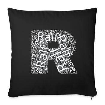 Ralf's first name as a word cloud - Sofa pillowcase 17,3'' x 17,3'' (45 x 45 cm) - black - Front