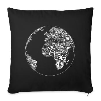 World world map white abstract ornaments peace - Sofa pillowcase 17,3'' x 17,3'' (45 x 45 cm) - black - Front