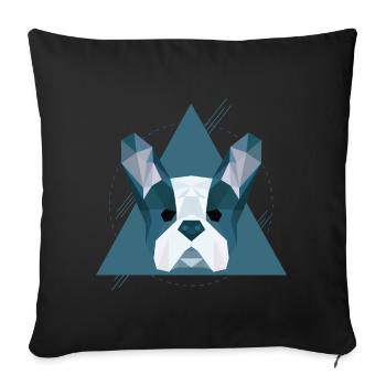 Geometrischer Hund | Low Poly Hundekopf Geschenk - Sofakissenbezug 45 x 45 cm - Schwarz - Vorne