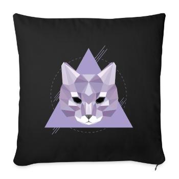 Geometric cat | Low poly cat's head gift - Sofa pillowcase 17,3'' x 17,3'' (45 x 45 cm) - black - Front