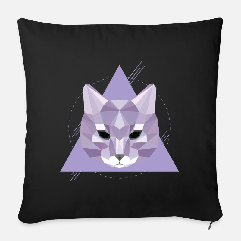 Geometrische Katze | Low Poly Katzenkopf Geschenk - Sofakissenbezug 45 x 45 cm - Schwarz