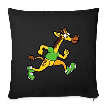 Girafe sprinter jogging athlétisme - Housse de coussin décorative 45 x 45 cm - noir - Devant