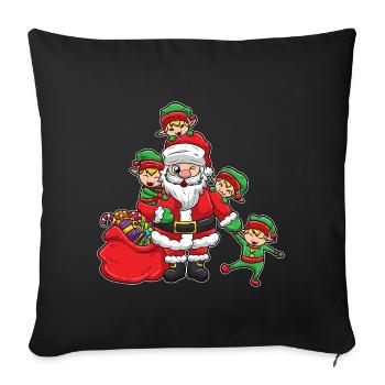 Santa Claus elves | Christmas Illustration - Sofa pillowcase 17,3'' x 17,3'' (45 x 45 cm) - black - Front