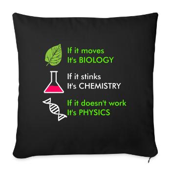 Biologie Chimie Physique Gift Science Nerd - Housse de coussin décorative 45 x 45 cm - noir - Devant