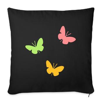 ★ Designfarben änderbar ★ Drei Schmetterlinge - Sofakissenbezug 45 x 45 cm - Schwarz - Vorne