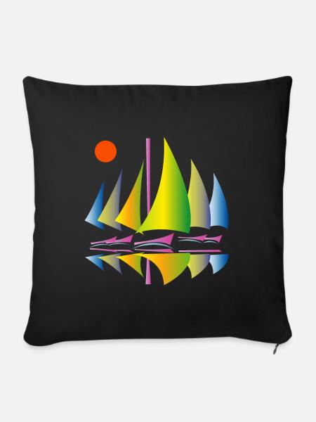 Segelboote - Sofakissenbezug 45 x 45 cm - Schwarz