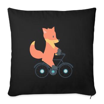Süßer Fuchs auf dem Fahrrad - Sofakissenbezug 45 x 45 cm - Schwarz - Vorne