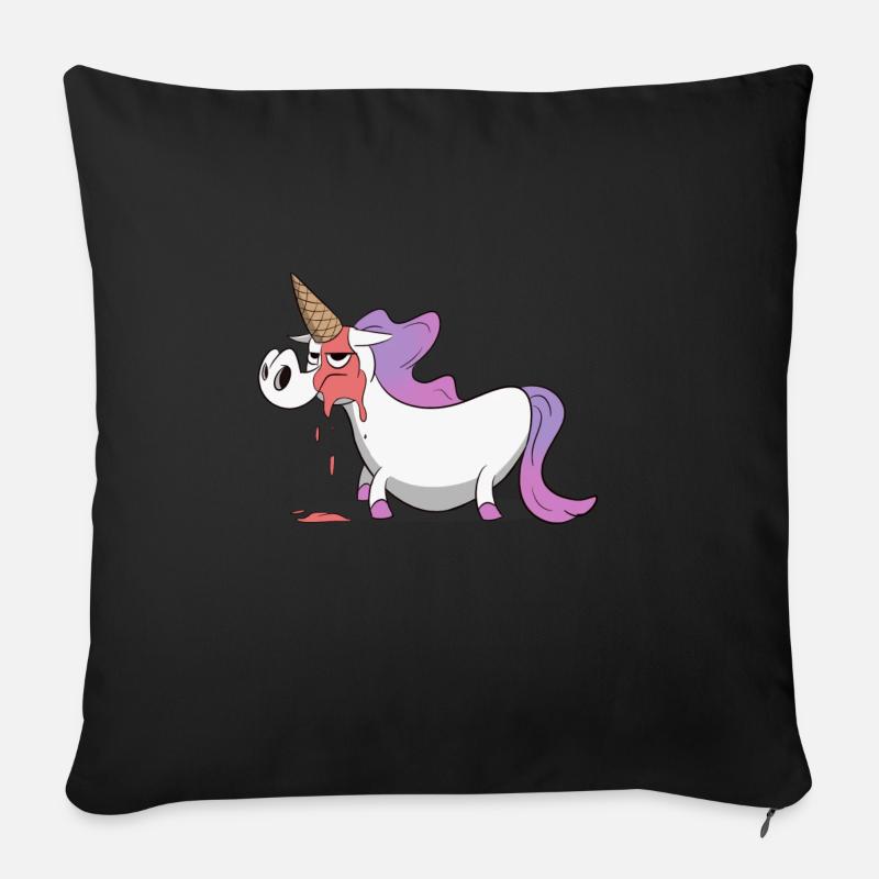 Unicorn, Einhorn Eis in der Waffel auf dem Kopf - Sofakissenbezug 45 x 45 cm - Schwarz
