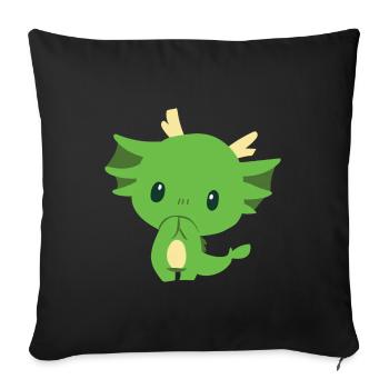 Little green dragon - Sofa pillowcase 17,3'' x 17,3'' (45 x 45 cm) - black - Front