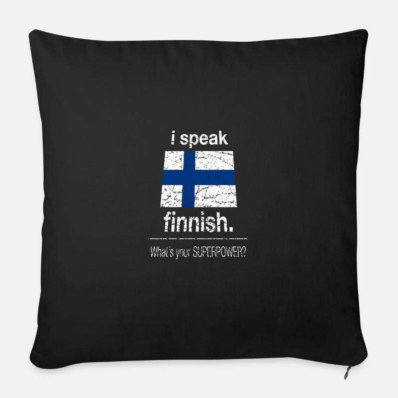 Finnisch Finnland Sprache Superkraft Lustig Spaß - Sofakissenbezug 45 x 45 cm - Schwarz