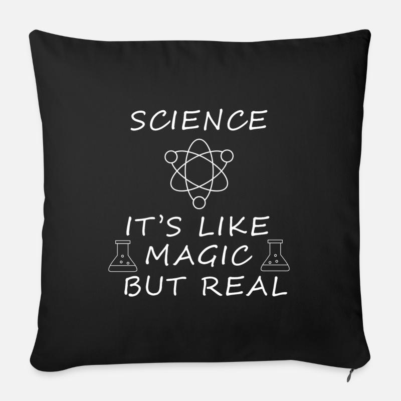 Science Is Like Magic But Its Real Physics - Sofa pillowcase 17,3'' x 17,3'' (45 x 45 cm) - black