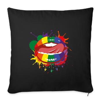 Mouth Rainbow Colorful Homo LGBTQ Tongue Gift - Sofa pillowcase 17,3'' x 17,3'' (45 x 45 cm) - black - Front