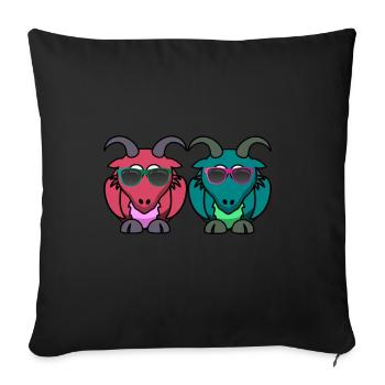 Chèvre de chèvre de montagne d'été cool - Housse de coussin décorative 45 x 45 cm - noir - Devant