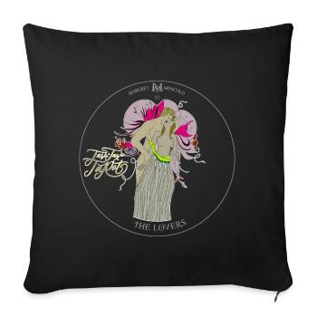 Les amants | La carte d'amour de tarot | Gémeaux - Housse de coussin décorative 45 x 45 cm - noir - Devant